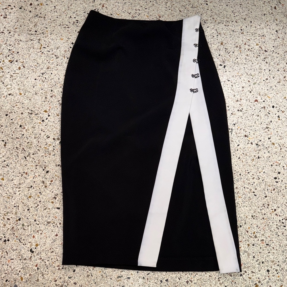 Kendall Kylie for Neiman Marcus black white high slit midi skirt medium m